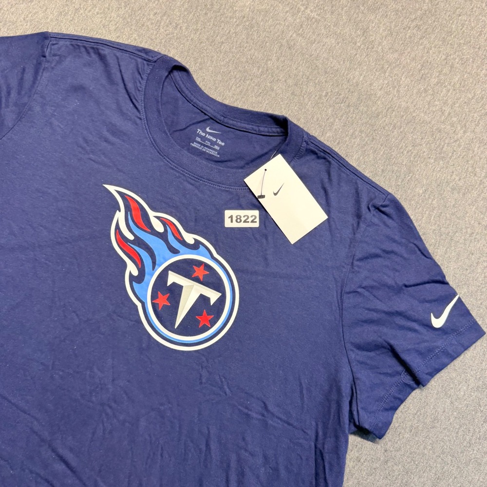 Nike Tennessee Titans NFL Mens XXL Navy Blue Short Sleeve Logo T-Shirt New